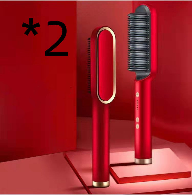2-in-1 Hair Straightener & Curler — Negative Ion Brush